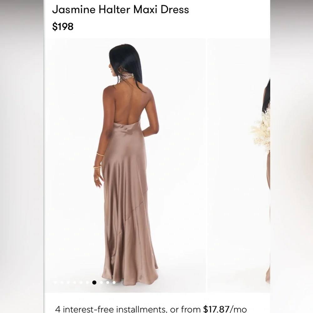 Show Me Your Mumu The Jasmine Halter Dress Dune Luxe Satin - Picture 2 of 4